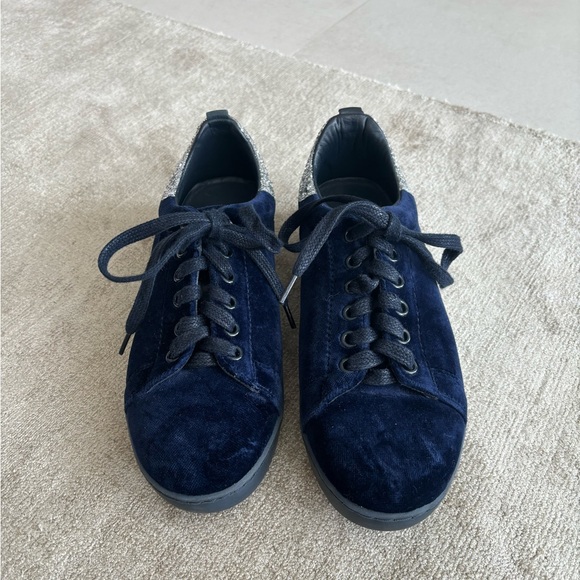 Navy blue suede Maje sneakers - Picture 3 of 5